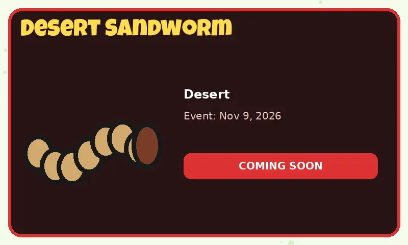 Desert Sandworm boss card for Bug Evolution, arriving with the Nov 9 2026 event