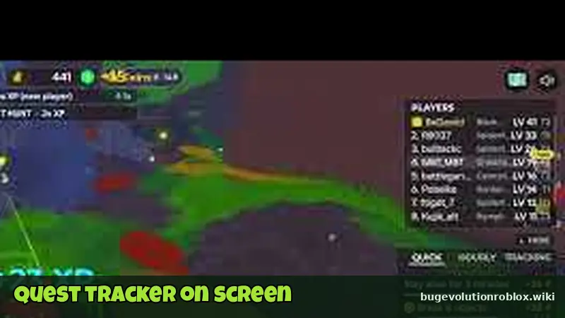 Bug Evolution quest tracker panel on the right side of the screen during gameplay