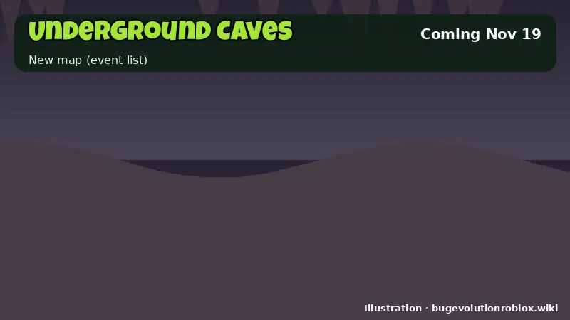 Underground Caves area illustration for Bug Evolution Roblox map: Coming Nov 19, New map (event list)