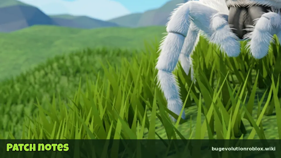 Green grass and the white spider legs
