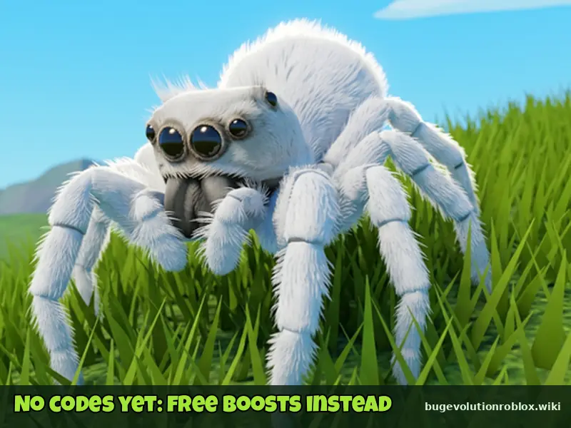 Fluffy white jumping spider close-up from the official Bug Evolution thumbnail